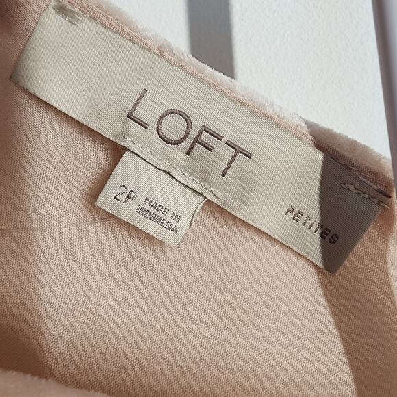 Ann Taylor Crushed Velvet Tank Swing Mini Dress Size 2P Blush Lined V-neck Glam - Picture 11 of 13